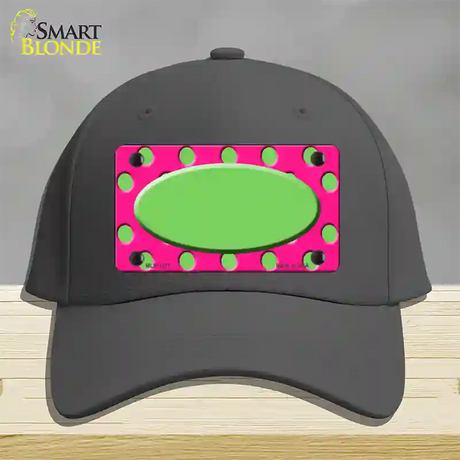 Lime Green Pink Polka Dot Lime Green Center Oval Novelty License Plate Hat Cotton / Charcoal