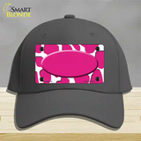 Pink White Giraffe Center Oval Novelty License Plate Hat Cotton / Charcoal