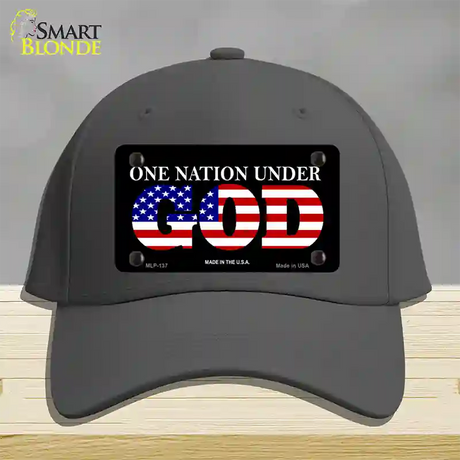 One Nation Under God Novelty License Plate Hat Cotton / Charcoal