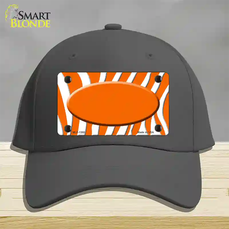 Orange White Zebra Center Oval Novelty License Plate Hat Cotton / Charcoal