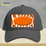 Orange White Zebra Center Oval Novelty License Plate Hat Cotton / Charcoal