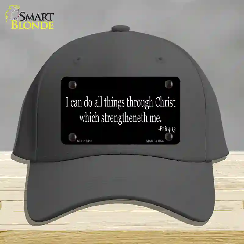 Phil 4 13 Bible Verse Novelty License Plate Hat Tag Cotton / Charcoal