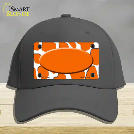 Orange White Giraffe Center Oval Novelty License Plate Hat Cotton / Charcoal