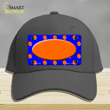 Orange Royal Blue Polka Dot Orange Center Oval Novelty License Plate Hat Cotton / Charcoal