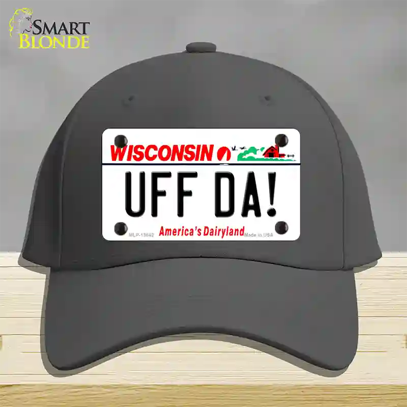 Uff Da Wisconsin Novelty License Plate Hat Tag Cotton / Charcoal