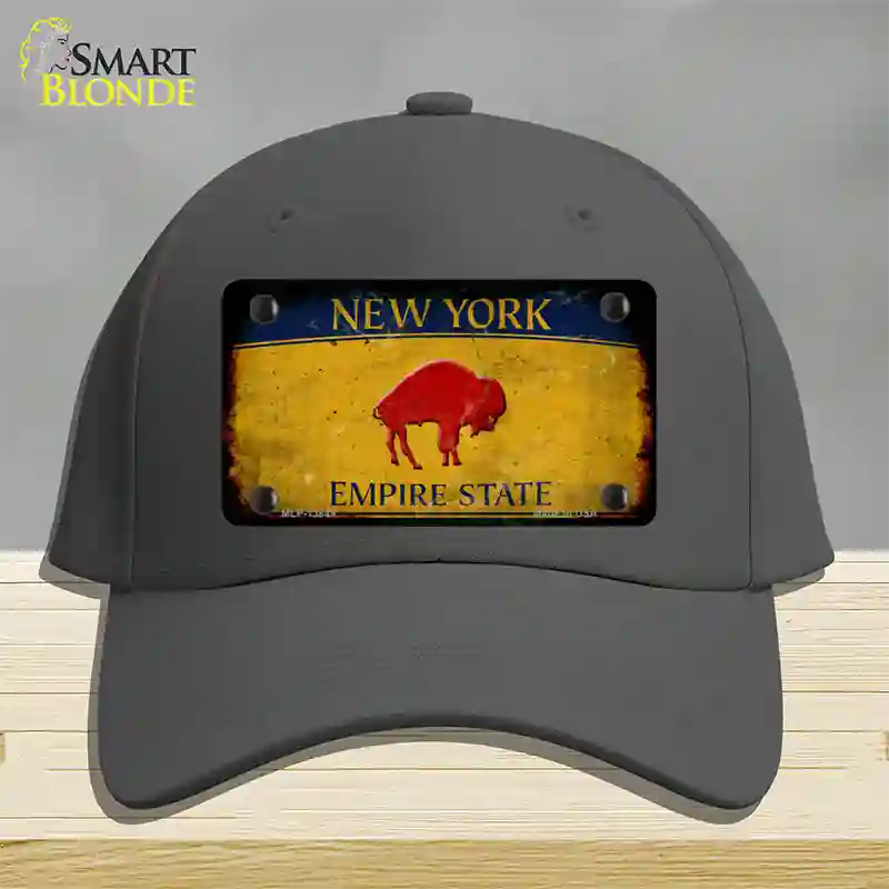 Red Buffalo NY Yellow Rusty Novelty License Plate Hat Tag Cotton / Charcoal