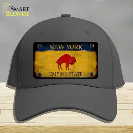 Red Buffalo NY Yellow Rusty Novelty License Plate Hat Tag Cotton / Charcoal