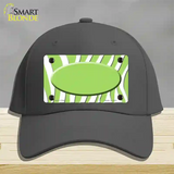 Lime Green White Zebra Center Oval Novelty License Plate Hat Cotton / Charcoal