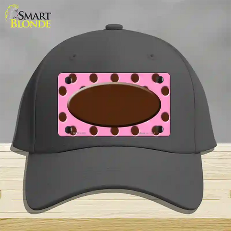 Brown Pink Polka Dot Brown Center Oval Novelty License Plate Hat Cotton / Charcoal