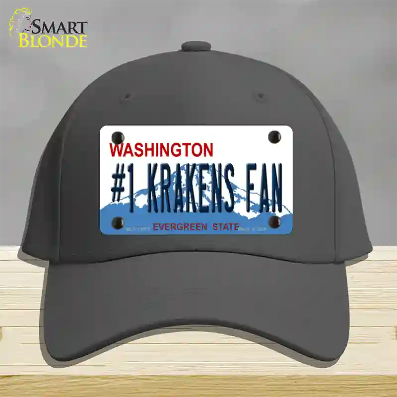 Number 1 Krakens Fan Washington Novelty License Plate Hat Tag Cotton / Charcoal