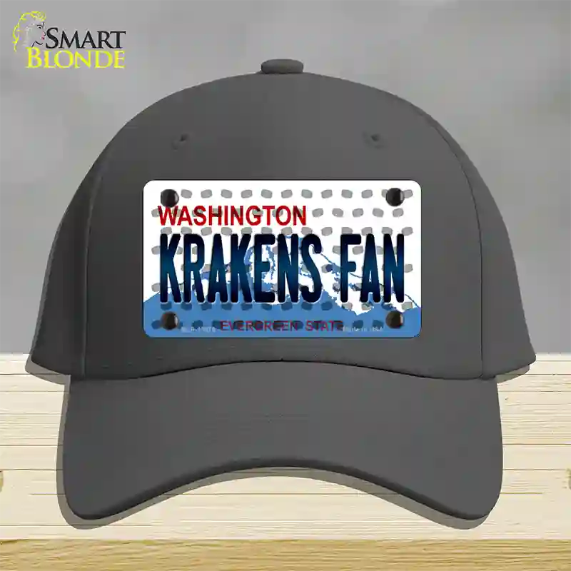 Krakens Fan Washington Overlay Novelty License Plate Hat Tag Cotton / Charcoal