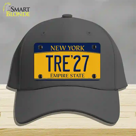 Tre 27 New York Yellow Novelty License Plate Hat Tag Cotton / Charcoal