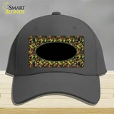 Green Camo Oval With Black Oval Center Novelty License Plate Hat Cotton / Charcoal