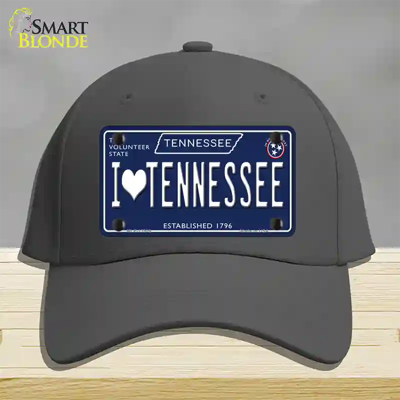 I Heart TN Tennessee Blue Novelty License Plate Hat Tag Cotton / Charcoal