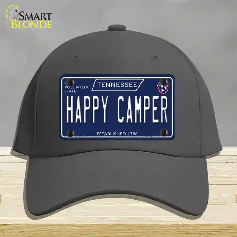 Happy Camper Tennessee Blue Novelty License Plate Hat Tag Cotton / Charcoal