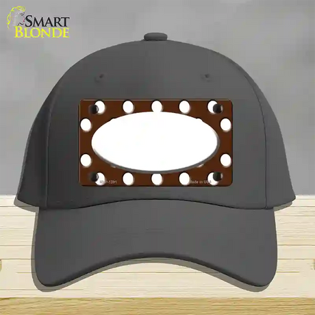 White Brown Polka Dot Center Oval Novelty License Plate Hat Cotton / Charcoal