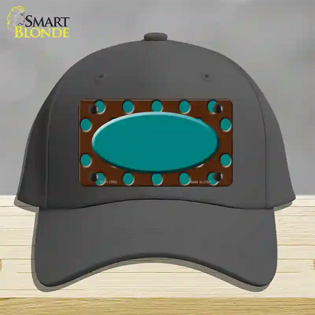 Teal Brown Polka Dot Center Oval Novelty License Plate Hat Cotton / Charcoal