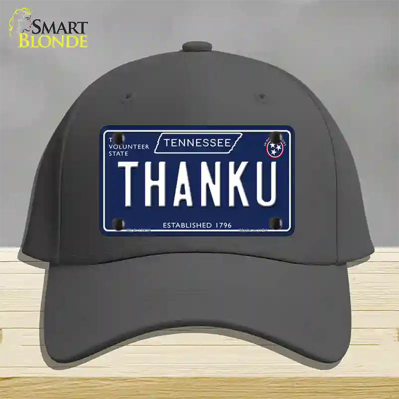 Thank U Tennessee Blue Novelty License Plate Hat Tag Cotton / Charcoal