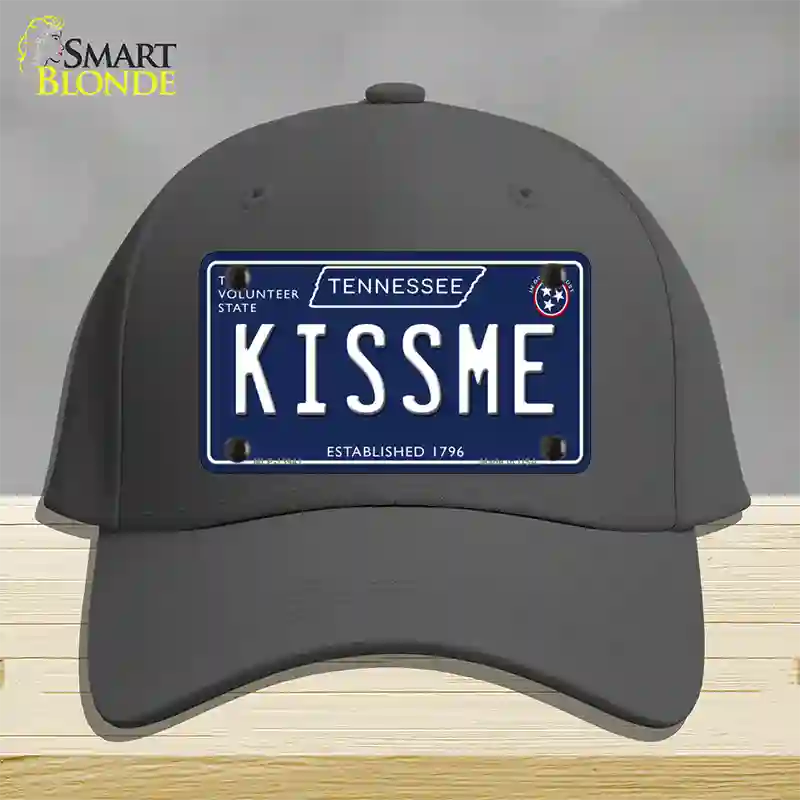 Kiss Me Tennessee Blue Novelty License Plate Hat Tag Cotton / Charcoal