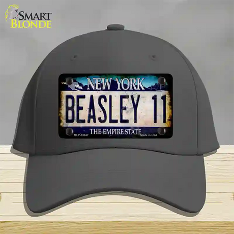 Beasley 11 New York Blue Novelty License Plate Hat Tag Cotton / Charcoal