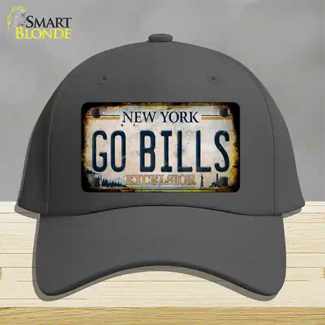 Go Bills New York White Novelty License Plate Hat Tag Cotton / Charcoal