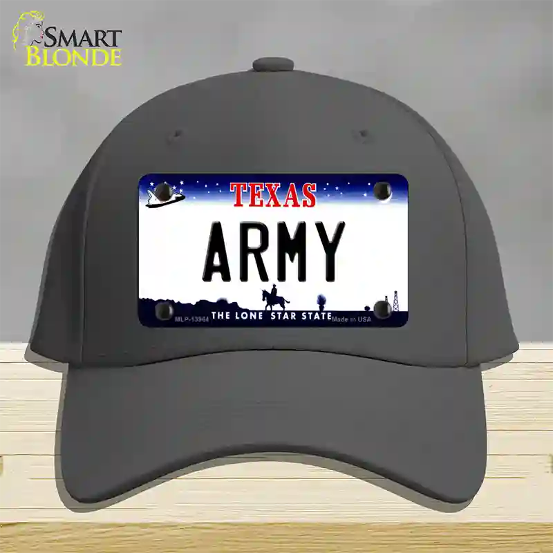 Texas Army Novelty License Plate Hat Tag Cotton / Charcoal