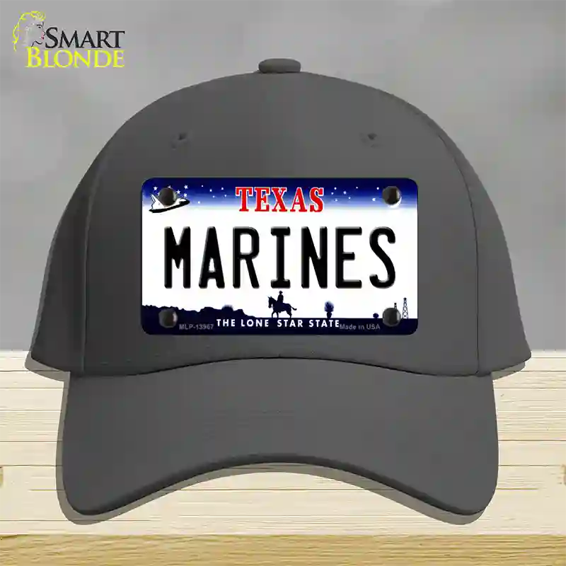 Texas Marines Novelty License Plate Hat Tag Cotton / Charcoal