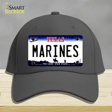 Texas Marines Novelty License Plate Hat Tag Cotton / Charcoal