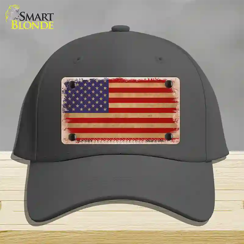 Grunge American Flag Novelty License Plate Hat Tag Cotton / Charcoal