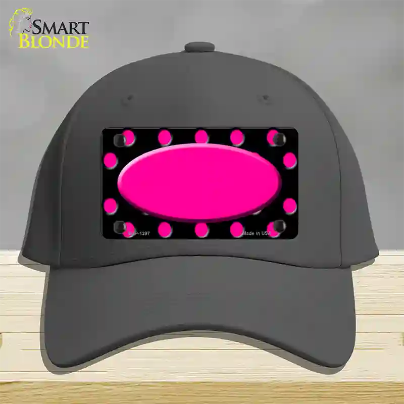 Pink Black Polka Dot Pink Center Oval Black Novelty License Plate Hat Cotton / Charcoal