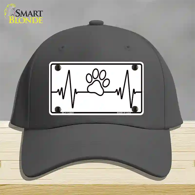 Paw Print Heart Beat Novelty License Plate Hat Tag Cotton / Charcoal