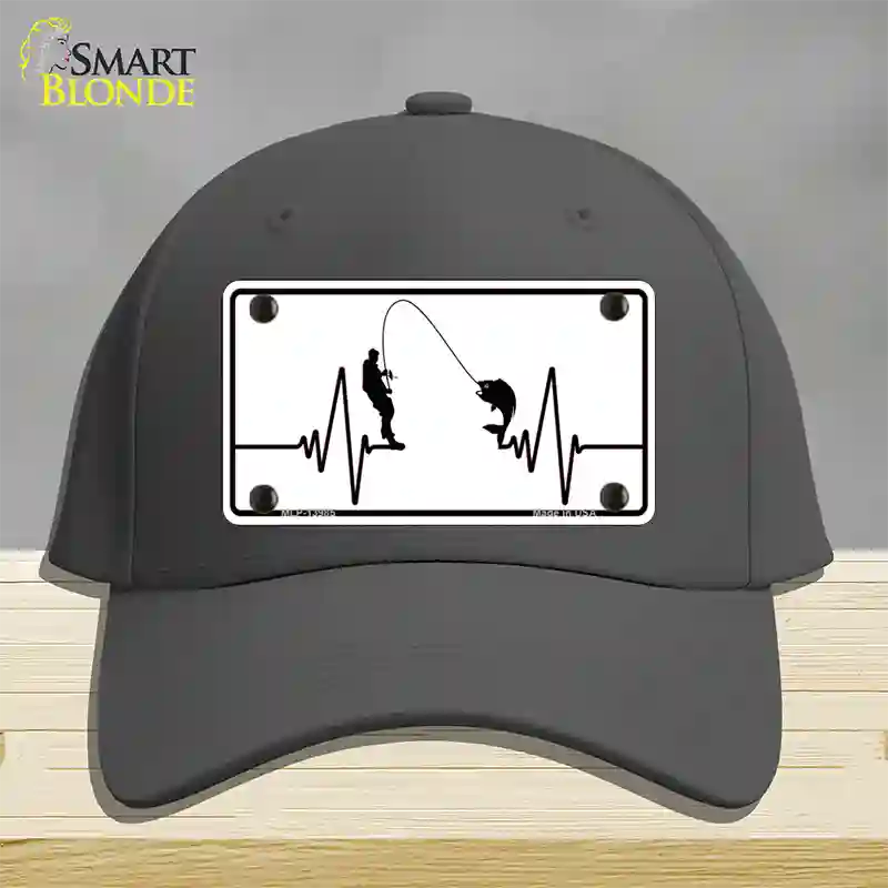 Fishing Heart Beat Novelty License Plate Hat Tag Cotton / Charcoal