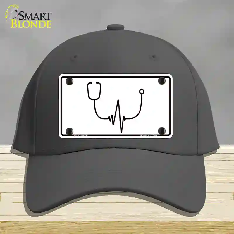 Stethoscope Heart Beat Novelty License Plate Hat Tag Cotton / Charcoal