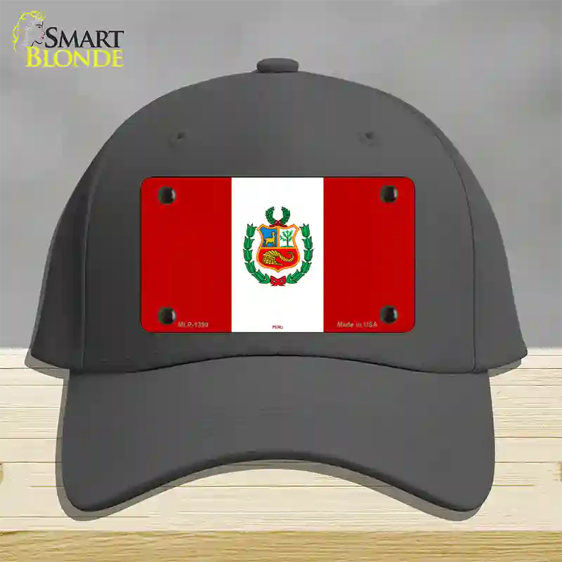 Peru Flag Novelty License Plate Hat Cotton / Charcoal