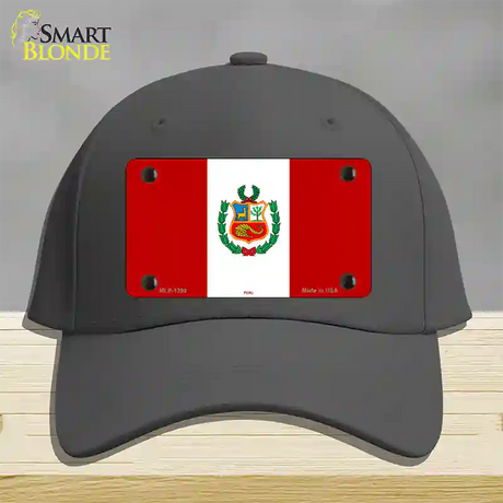 Peru Flag Novelty License Plate Hat Cotton / Charcoal