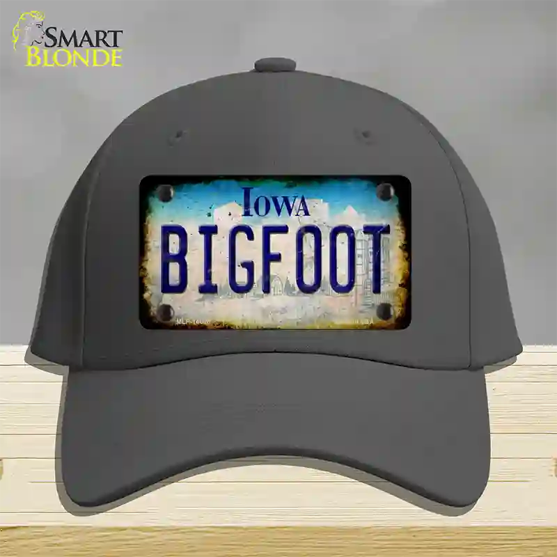 Bigfoot Iowa Novelty License Plate Hat Tag Cotton / Charcoal