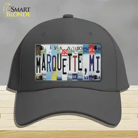 Marquette MI Strip Art Novelty License Plate Hat Tag Cotton / Charcoal