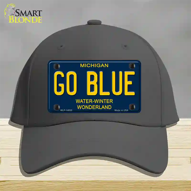 Go Blue Michigan Blue Novelty License Plate Hat Cotton / Charcoal