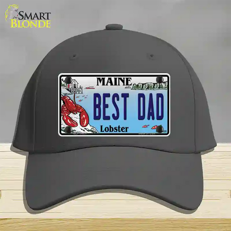 Best Dad Maine Lobster Novelty License Plate Hat Cotton / Charcoal