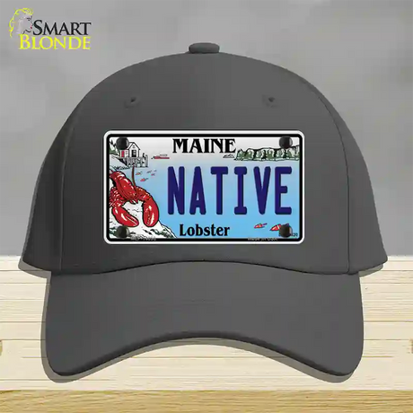 Native Maine Lobster Novelty License Plate Hat Cotton / Charcoal