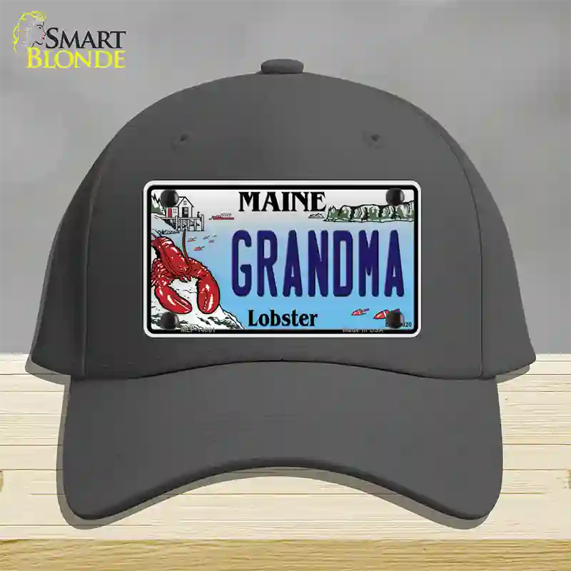 Grandma Maine Lobster Novelty License Plate Hat Cotton / Charcoal