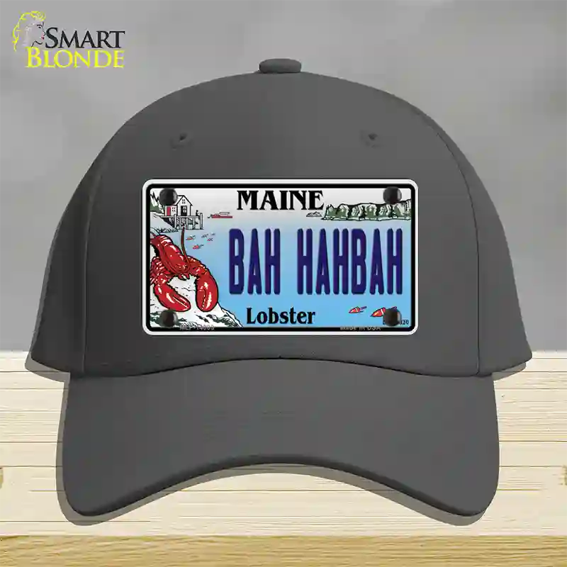 Bah Hahbah Maine Lobster Novelty License Plate Hat Cotton / Charcoal