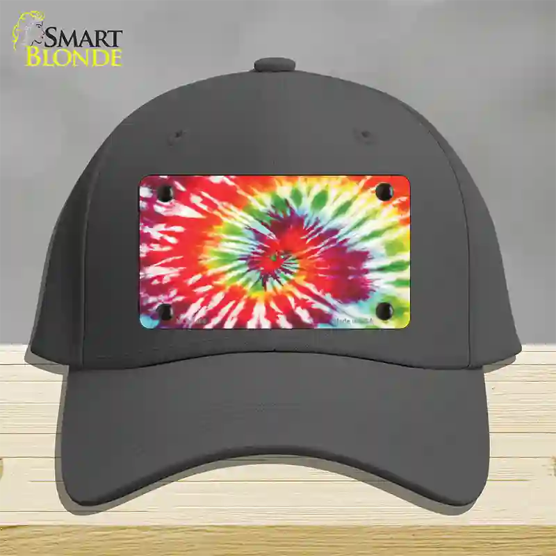 Red Swirl Tie-Dye Novelty License Plate Hat Cotton / Charcoal