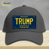 Trump Michigan Blue Novelty License Plate Hat Cotton / Charcoal