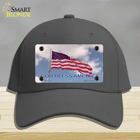 God Bless America Clouds Novelty License Plate Hat Cotton / Charcoal