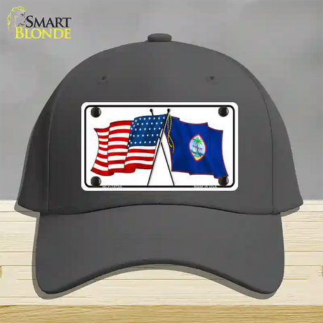 Guam Crossed US Flag Novelty License Plate Hat Cotton / Charcoal