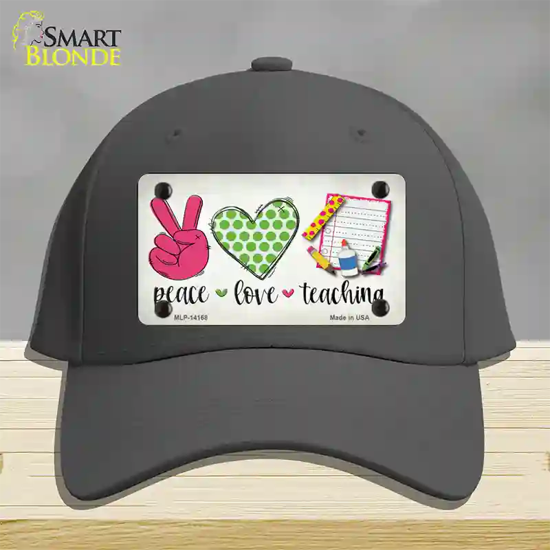 Peace Love Teaching Novelty License Plate Hat Cotton / Charcoal