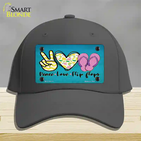 Peace Love Flip Flops Novelty License Plate Hat Cotton / Charcoal