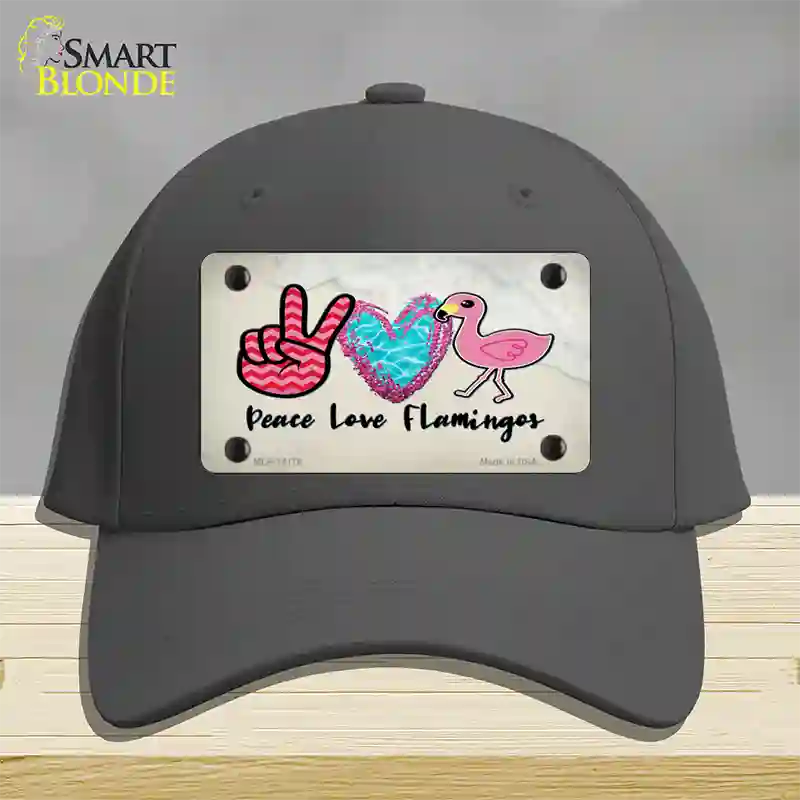 Peace Love Flamingos Novelty License Plate Hat Cotton / Charcoal