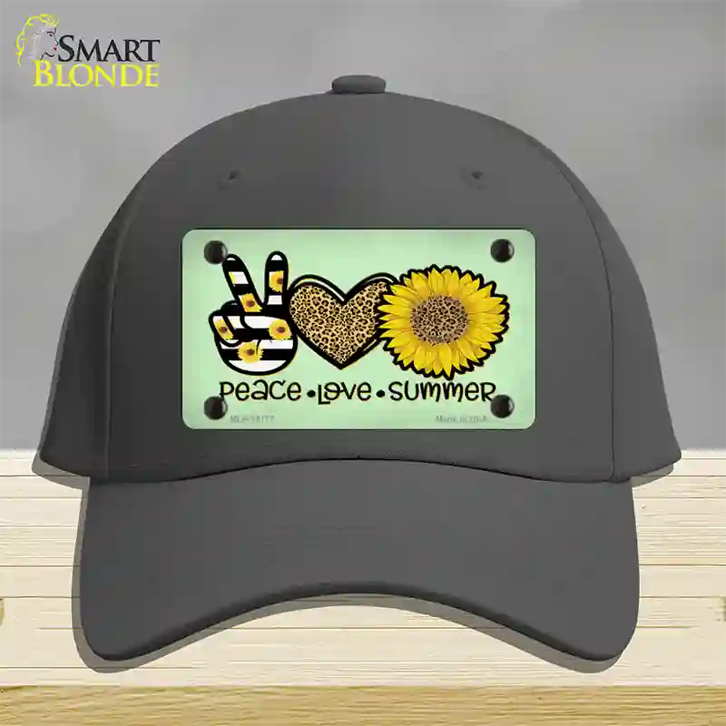 Peace Love Summer Sunflower Novelty License Plate Hat Cotton / Charcoal